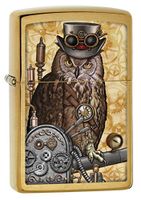 Zippo Lighter: Steampunk Owl - Brushed Brass 79185
