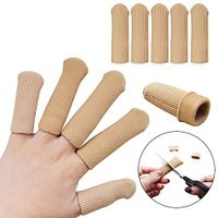 5 Pieces Gel Finger Protectors, Fabric and Silicone Caps, Finger Sleeves Support Finger Cots for Finger Arthritis, Trigger Finger, Corn Blister, Friction and Rubbing (L Size)