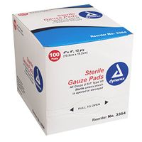 Dynarex Gauze Pad Sterile 1's, 4x4 12 Ply - 12/100 (1200/Cs)
