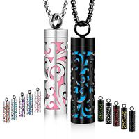 GoorDik 2PCS Essential Oil Diffuser Necklace Full Hollow Whistle-Shaped Pendant Black & Steel Jewelry Pearl Chain Anxiety Whistle Necklace with 20 Felt Pads