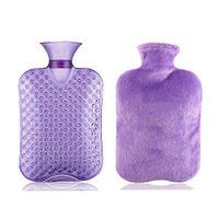 Hot Water Bottle, Water Injection Warm Palace Warm Water Bag Explosion Proof Irrigation Hand Warmer Plush Mini,Purple,2000Ml