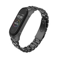 MIJOBS Replacement Strap Compatible with Xiaomi Mi Band 4, Stainless Steel Replacement Band Metal Bracelet Wristband Accessories for Xiaom Mi Band 3 Strap (Black)