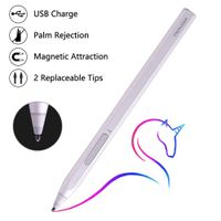RENAISSER Stylus Pen for Surface, Portable with Magnetic Attachment, 4096 Pressure Points High Sensitivity Digital Pen, Stylus Pen with 2 Replaceable Tips for Surface Pro/GO/Book, Raphael 520, Silver