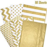 Whaline 90 Sheets Gold Tissue Paper Bulk, Metallic Gift Wrapping Paper for Birthday Party, Arts Crafts, DIY, Weddings, Bridal Showers