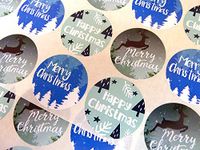 Pack of 30 Merry, Happy Christmas Round Stickers, Colourful Envelope Seals Labels for Cards, Festive Craft and Decoration