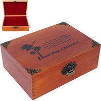 WINGOFFLY Medium Wooden Treasure Box Trunk Box Stash Boxes for Jewelry Storage Cards Collection Gifts and Home Decoration, Lucky Clover