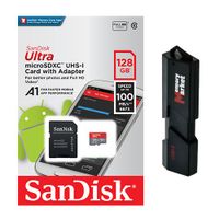 SanDisk Ultra A1 128GB MicroSD XC Class 10 UHS-1 Mobile Memory Card for Samsung Galaxy Tab S3 9.7 A 10.1 7.0 E 8.0 with USB 3.0 MemoryMarket Dual Slot MicroSD & SD Memory Card Reader