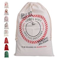 LITTLEGRASS Christmas Decorations Santa Sack Personalized for Kids Canvas Burlap Blank Bag Drawstring Special Delivery Extra Large Size 27.5"x19.5" (D)