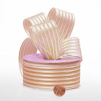 Ivory and Gold Candy Ribbon 1 1/2" X 25 Yards