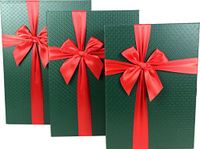 Cypress Lane Rectangular Rigid Gift Boxes with Ribbon, Christmas Gift Boxes, a Nested Set of 3 (Green/Red)