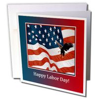 3dRose Eagle Landing On U.S. Flag, Happy Labor Day Greeting Cards, 6" x 6", Set of 6 (gc_212759_1)