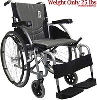 Karman Healthcare S-Ergo 115 20" Seat Width, Ultra Lightweight Ergonomic Wheelchair, Quick Release Wheels - 25 lbs in Pearl Silver