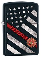 Zippo Lighter: Firefighter Flag - Black Matte 79929