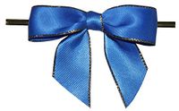 BAYWIND LTD: 3" Electric Blue with Gold Edge Twist Tie Bows- 100pc