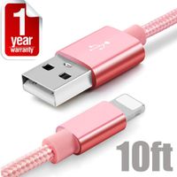 Long Pink Cord 10FT for iPhone 11 Pro X Xr 8 7 6 5