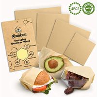 Beeswax Food Wrap – Pack of 4 | Eco-Friendly, Organic, Sustainable, Reusable Beeswax Wrap | Dye and Synthetic Free Food Wrap | 100% Zero-Waste Alternative to Plastic | 3 Sizes (S, M, L)