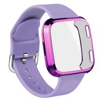 WEYDE Sport Band Compatible with Fitbit Versa, Soft Silicone Waterproof Replacement Wristband with Fitbit Versa Screen Protective case for Women Man