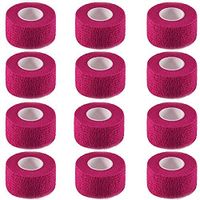 Self Adhesive Bandage Cohesive Warp Bandages Sport Medical Tape Tattoo Grip Cover Nonwovens 1"x5y 12Roll for Stretch Athletic, Ankle Sprains & Swelling, Sports，House Peta & Horse FDA Approved