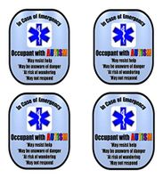 Autism 4 Pack Medical Alert Safety Window Decal Sticker