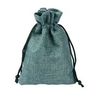 BZCTAH 20 PCS 7 x 9cm Linen Cotton Bags Jewelry Pouch Burlap Jute Bags, Reusable Cloth Souvenir Gift Bag with Drawstrings for Wedding Holiday, Treat DIY Craft Favor Bags Sack Pouch, Dark green