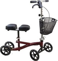 Roscoe Knee Scooter with Basket - Knee Walker for Ankle or Foot Injuries - Height Adjustable Knee Crutch Medical Scooter, Burgundy