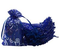 UHANGETH 100Pcs Organza Bags Jewelry Party Wedding Favor Drawstring Pouches Gift Bags (4x6, Silver-Blue)