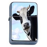 Cow Flip Top Dual Torch Em1 Smoking Cigarette Silver Refillable Dual Flame