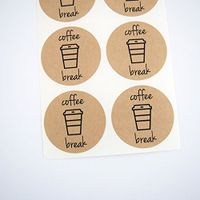 Coffee Break Stickers, Kraft Brown Round Labels and Seals, by Once Upon Supplies, 1.5 Inches, 30 Stickers