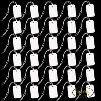 YEJI 100 pcs White Marking Tags Gift Tags Display Tags Price Tags Price Labels with White Hanging String, Size 15 x 25 mm