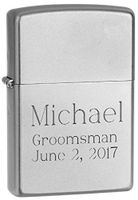Personalized Satin Chrome Zippo Lighter with Free Engraving