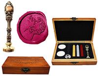 MNYR Dandelion Luxury Wood Box Red Brass Metal Peacock Wedding Invitations Gift Cards Paper Stationary Envelope Seals Custom Logo Wax Seal Sealing Stamp Wax Sticks Melting Spoon Wood Gift Box Kit