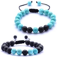 GIONO 2PCS Lava Stone Aromatherapy Essential Oils Bracelet Howlite Diffuser Turquoise Beads Distance Bracelets