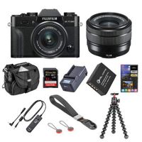Fujifilm X-T30 Mirrorless Camera with XC 15-45mm f/3.5-5.6 OIS PZ Lens Black - Bundle with 32GB SDHC U3 Card, Joby GorillaPod 3K Kit Black, Camera Case, Fuji RR-100 Remote Release, Spare Battery, More