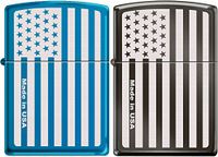 Zippo American Flag Subdued Laser Engraved Windproof Lighters (2 Set)