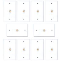 10pcs 1 Port Satellite Wall Plate Dish Aproved RCA Coax Cable Jack for CCTV, TV