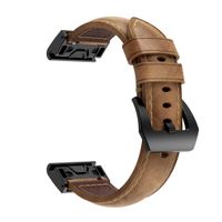 DKEnjoy Leather Quick Fit Wrist Band Replacement Straps Bracelet Watch Band for Garmin Fenix 5S Smartwatch (Brown)