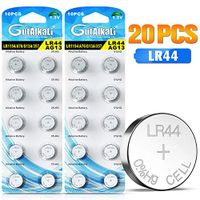 GutAlkaLi 20 Pack LR44 AG13 357 303 SR44 1.5V Battery Alkaline Battery Button Cell for Laser Pointer Watch Toy