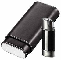 Visol "Naturale" and "Piccolo" Cigar Case and Lighter Gift Set