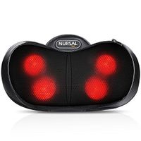 NURSAL Shiatsu Neck Pillow Massager, 3D Deep Kneading Massage Pillow with Heat Spa Therapy and Warm Hand Bag for Neck, Shoulder and Back Fatigue, Stiffness and Pain Relief