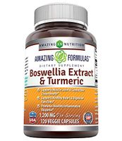 Amazing Formulas Boswellia Extract & Turmeric 1200mg per Serving Veggie Capsules - Supports Muscle, Joint & Connective Tissue Health, Heart & Digestive Function, Inflammation Response* (120 Count)