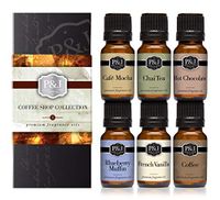 Coffee Shop Set of 6 Fragrance Oils - Premium Grade Scented Oil - 10ml - Coffee, Café Mocha, Chai Tea, Hot Chocolate, Blueberry Muffin, French Vanilla
