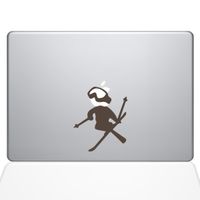 The Decal Guru Skiing Decal Apple Decal Vinyl Sticker, 13" MacBook Pro (2016 & Newer Models), Brown (1636-MAC-13X-BRO)