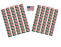 Made in USA! 100 Country Flag 1.5" x 1" Self Adhesive World Flag Scrapbook Stickers, Two Sheets of 50, 100 International Sticker Decal Flags Total (Sudan)