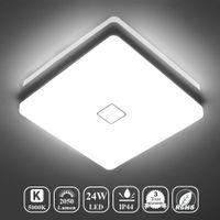 Airand 5000K LED Ceiling Light Flush Mount 24W 12.6in Square LED Ceiling Lamp for Kitchen Bathroom Hallway with 240Pcs LED Chips Without Flicker, 2050LM, IP44, 80Ra+, 180W Equivalent (Daylight White)