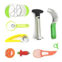 Fruit Slicer Peeler Set of 9, Pineapple Strawberry Corer, Orange Lemon Peeler Kiwi Cantaloupe Pawpaw Peeler Melon Baller, Kitchen Fruit Tools Set