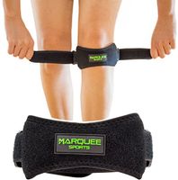 Patella Knee Strap for Running, Basketball, and Hiking by Marquee Sports / Adjustable Patellar Tendon Pain Relief and Support Brace from Jumper's Knee, Chondromalacia, and Tendonitis / Black