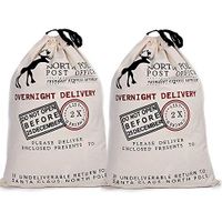 fannybuy Santa Sack Personalized Bags Large Drawstring Canvas Burlap Bag Drawstring Delivery Extra Large Size 27.5"x19.5" (2 Pack=White Overnight DELIVERY)