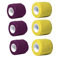 Aguaton Self-Adherent Stretch Cohesive Athletic Tape Wrap Team Colors Team Colors 2 Inches by 6 Yards (Pack of 6) (Purple & Yellow)