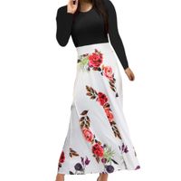 iLUGU Women Dress, Women Casual Dresses Womens Fashion Casual Floral Printed Maxi Dress Long Sleeve Party Long Dress White