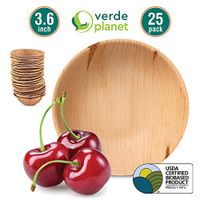 Verde Planet - 3.6 inch Round Palm Leaf Bowls - Biodegradable, Ecofriendly, Disposable, Sturdy, Elegant, Premium Quality Bowls, USDA Certified - 25 Count